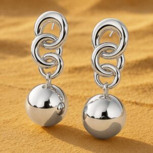 Silver-Plated Classic Circular Beaded Drop Earrings - Silver