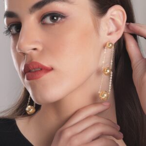 18K Gold Plated Stainless Steel Tarnish-Free Waterproof Ball Chain Dangle Earrings