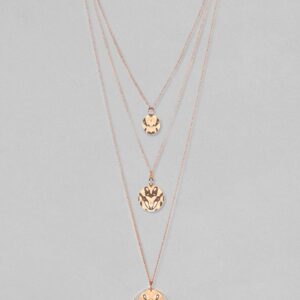 Rose Gold-Plated Handcrafted Multi Layer Chain Necklace - Rose Gold