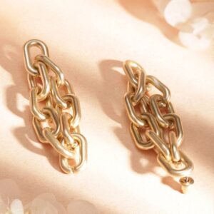 Gold-Toned Geometric Drop Earrings - Gold